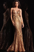 Jovani Plunging Neck Sequin Gown 09693