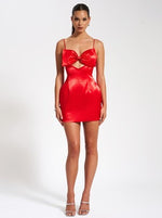 Load image into Gallery viewer, Red Satin Bow Dress
