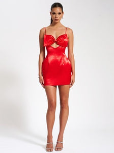 Red Satin Bow Dress