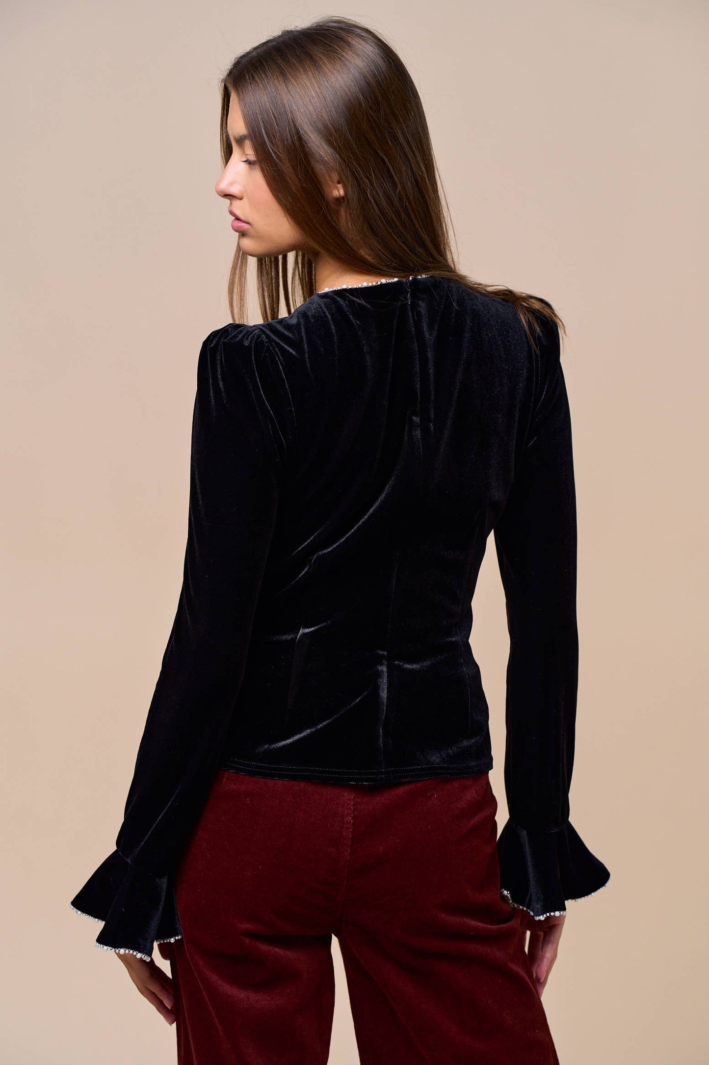 Sabine Velvet Long Sleeve Top