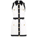 DR038 Short-sleeved Dress With Gold Buttons