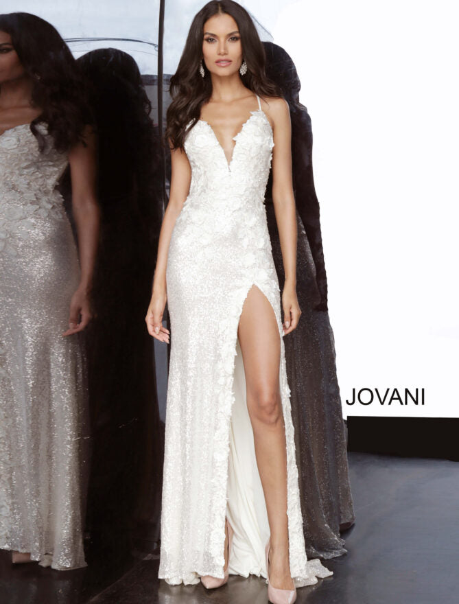 Jovani Floral Sequin Sheath Gown 1012