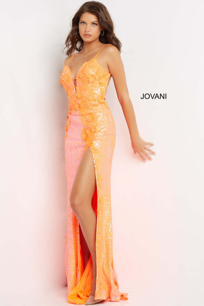 Jovani Floral Sequin Sheath Gown 1012