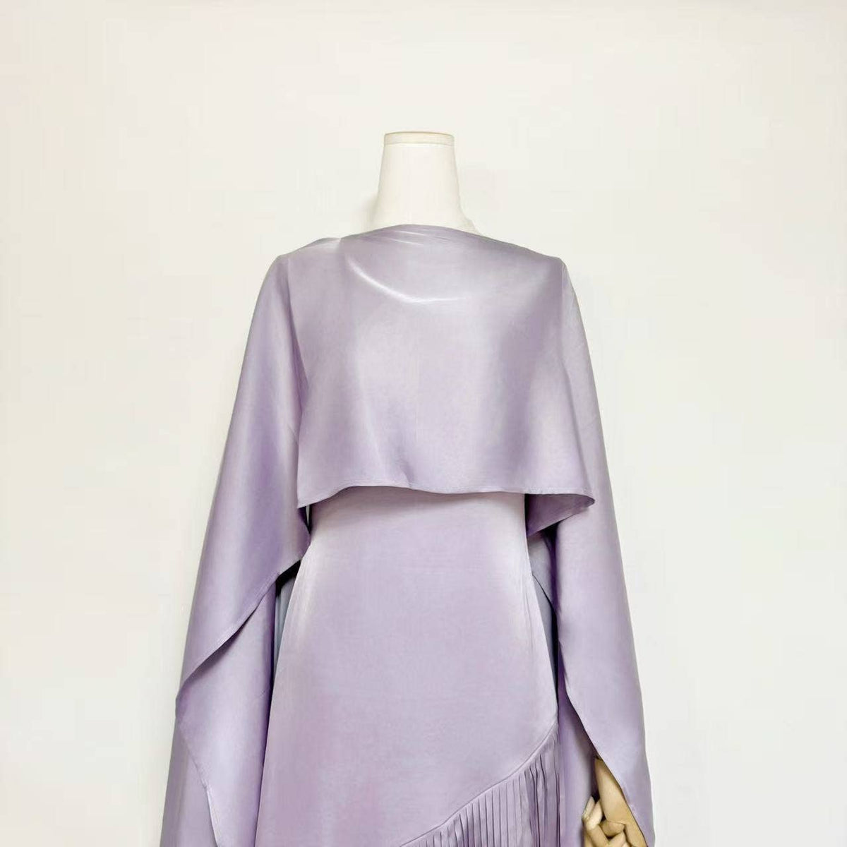 Elegant Satin Cape Fringe Waist Slim Maxi Dress