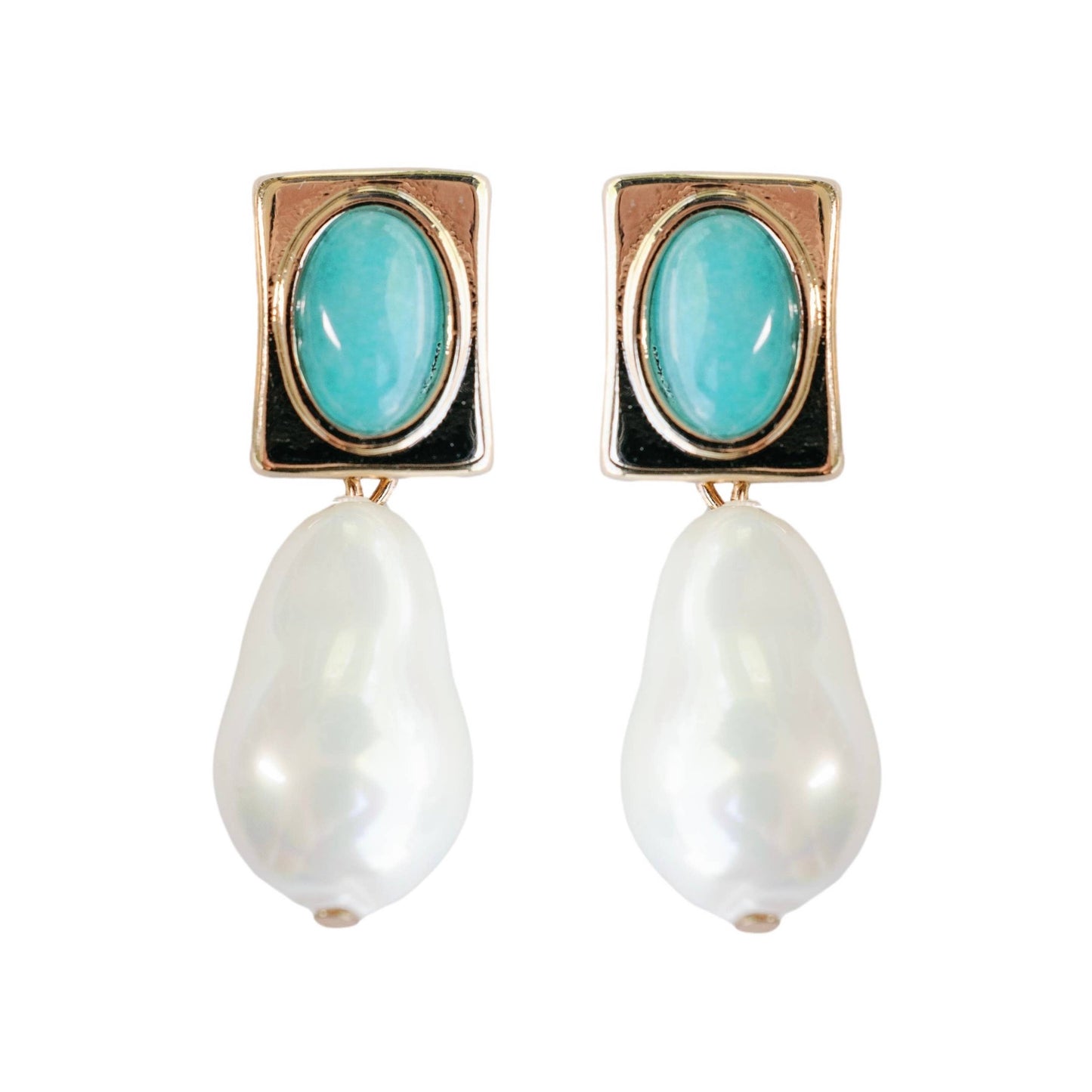 Vintage Pearl & Turquoise Drop Earrings