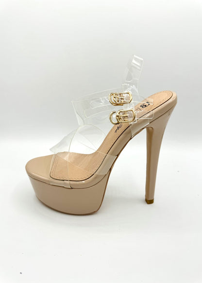 Diverse Style Platform Heel Lucite - Cashew