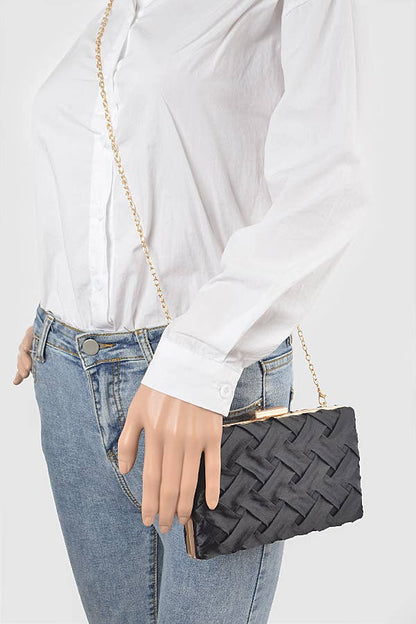 Basket Weave Satin Clutch