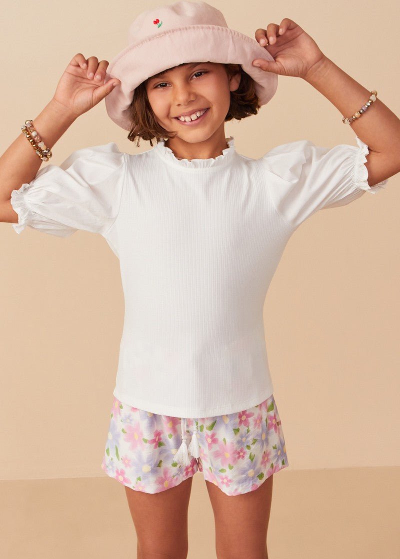 Little's Pleated Cinch Sleeve Top