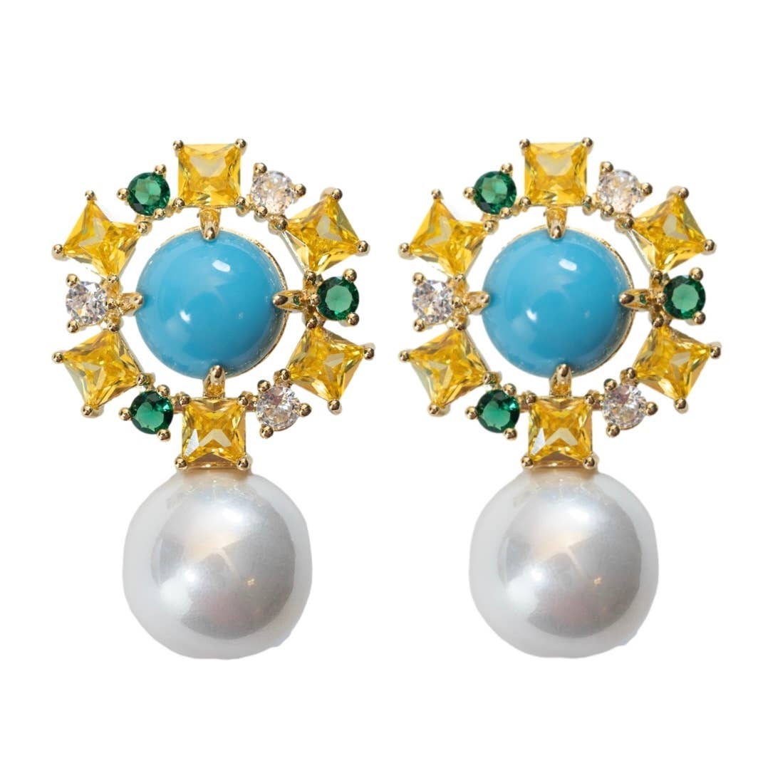 Vintage Pearl Turquoise Statement Earrings