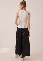 Load image into Gallery viewer, Peplum Sheer Sleeve Knit Top
