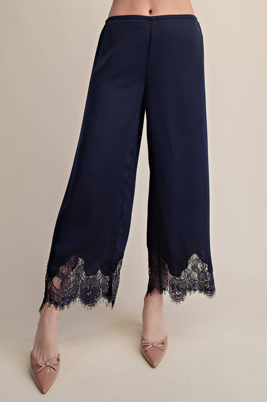 Georgia Satin & Lace Cropped Pants
