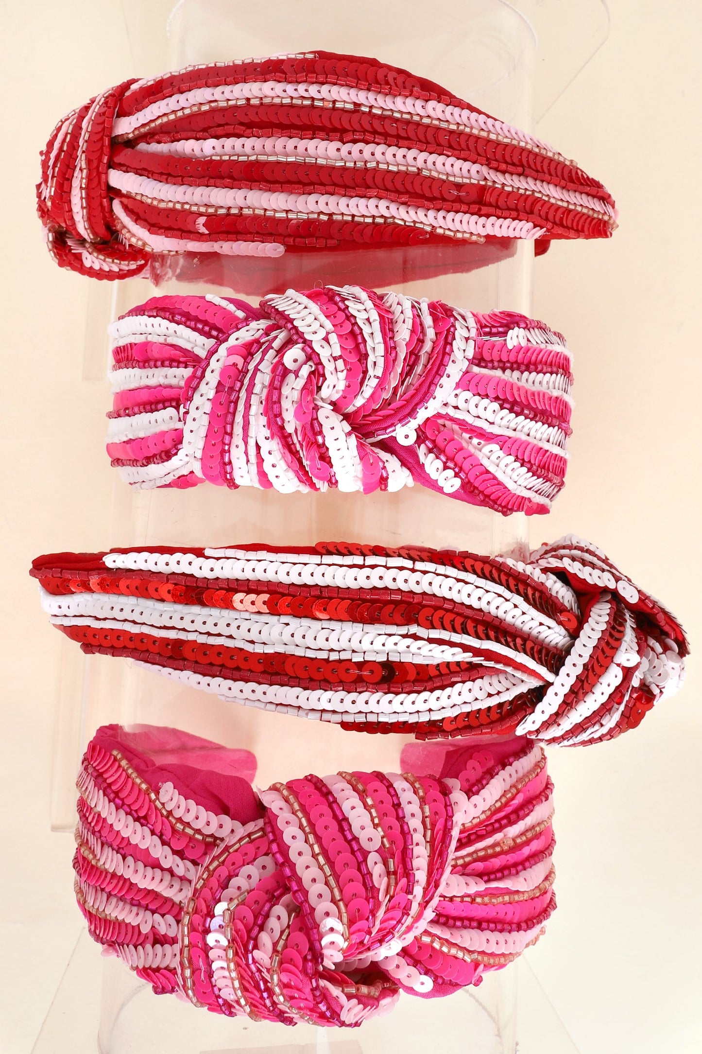 Pink & White Sequin Knot Headband