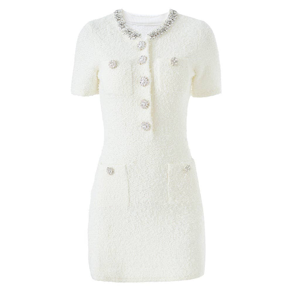 Rina Beaded Tweed Dress