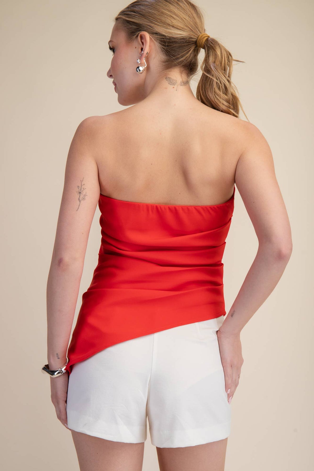 Bandeau Top Ruched Asymmetric Strapless