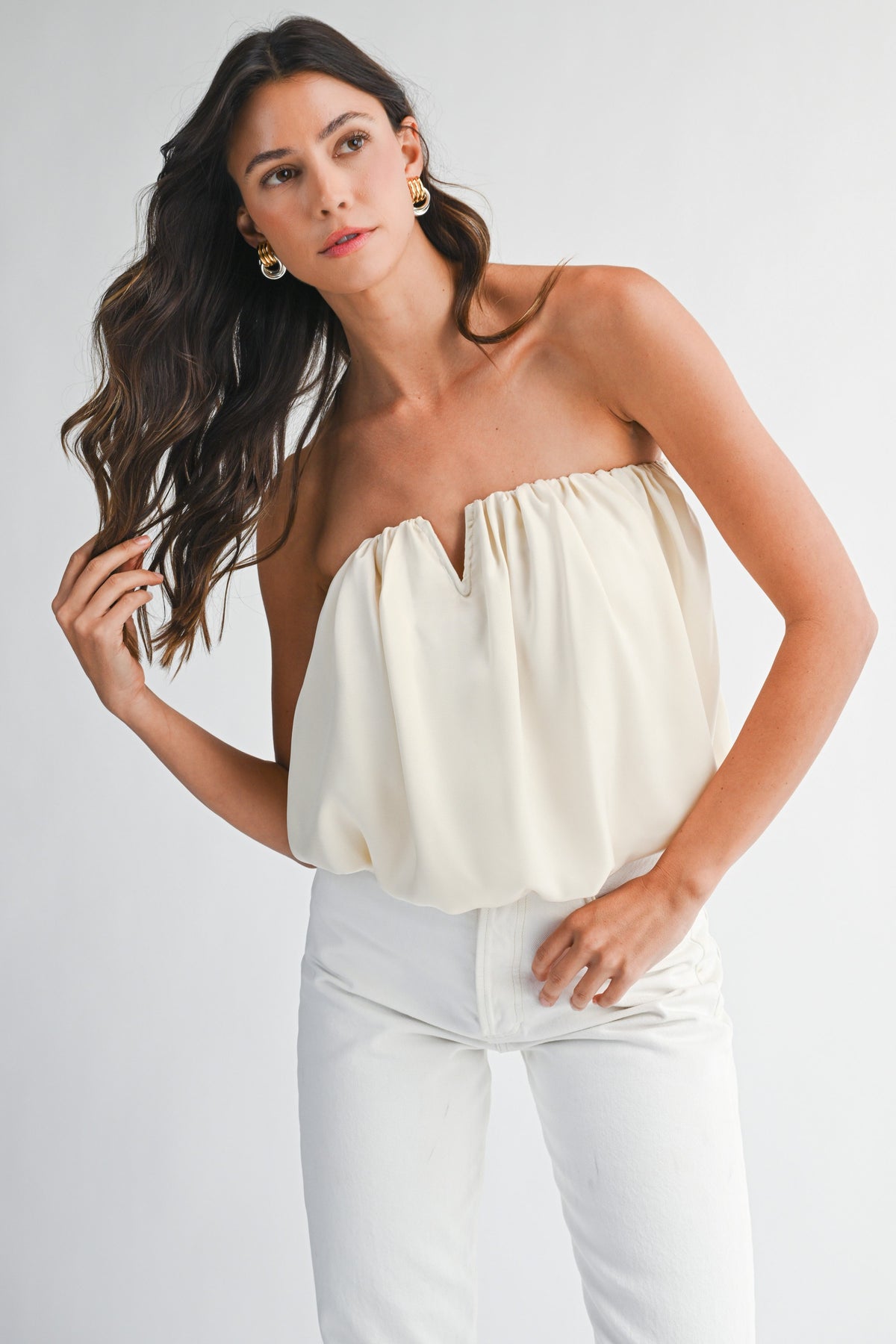 Fae Satin Bubble Tube Top