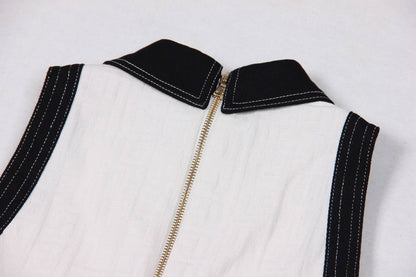 DR038 Short-sleeved Dress With Gold Buttons