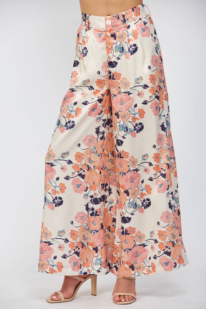 Poppy Satin Wide Leg Pant