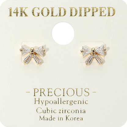 14K Dipped Mini Bow Stud Earrings