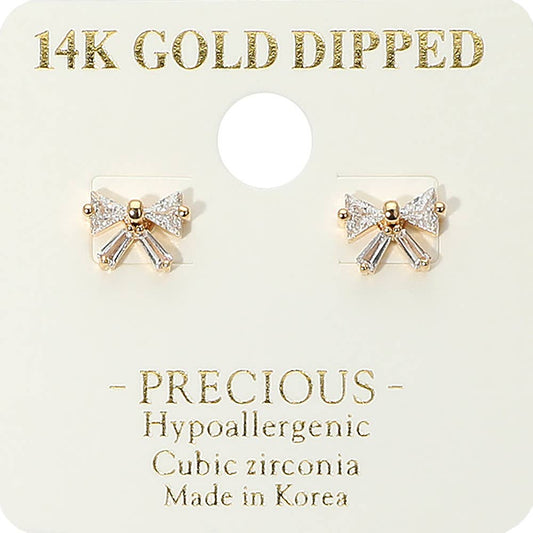 14K Dipped Mini Bow Stud Earrings