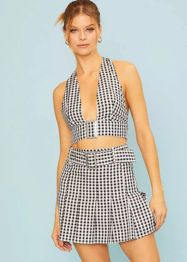 Black & White Checkered Buckle Set