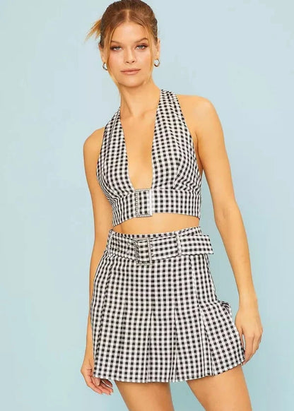 Black & White Checkered Buckle Set