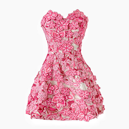 PS19 3D Floral Embroidered Strapless Mini Dress 2026