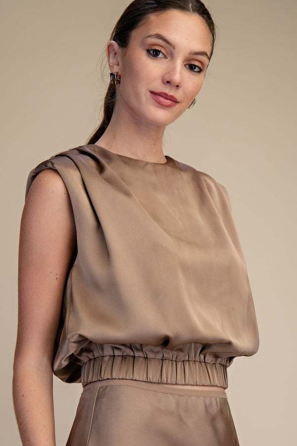 Mocha Satin Maxi Set