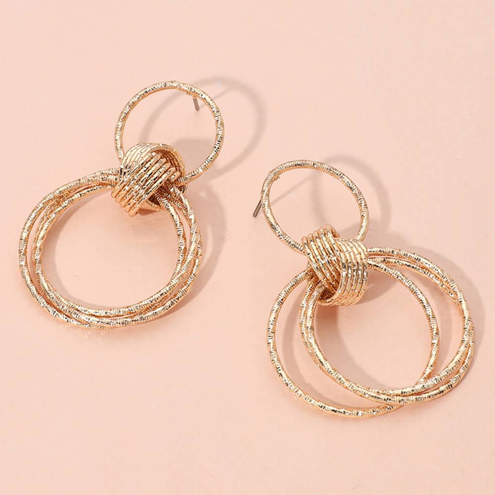 Textured Wire Layered Doorknocker Earrings