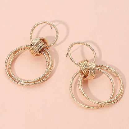 Textured Wire Layered Doorknocker Earrings