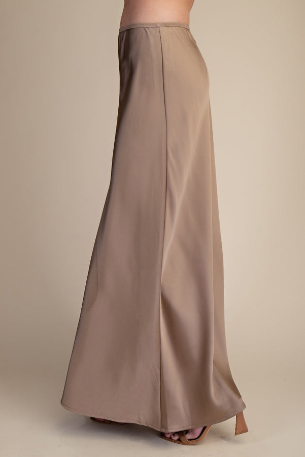Mocha Satin Maxi Set
