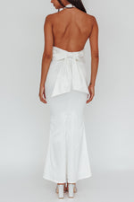 Load image into Gallery viewer, Satin Bow Back Halter Maxi
