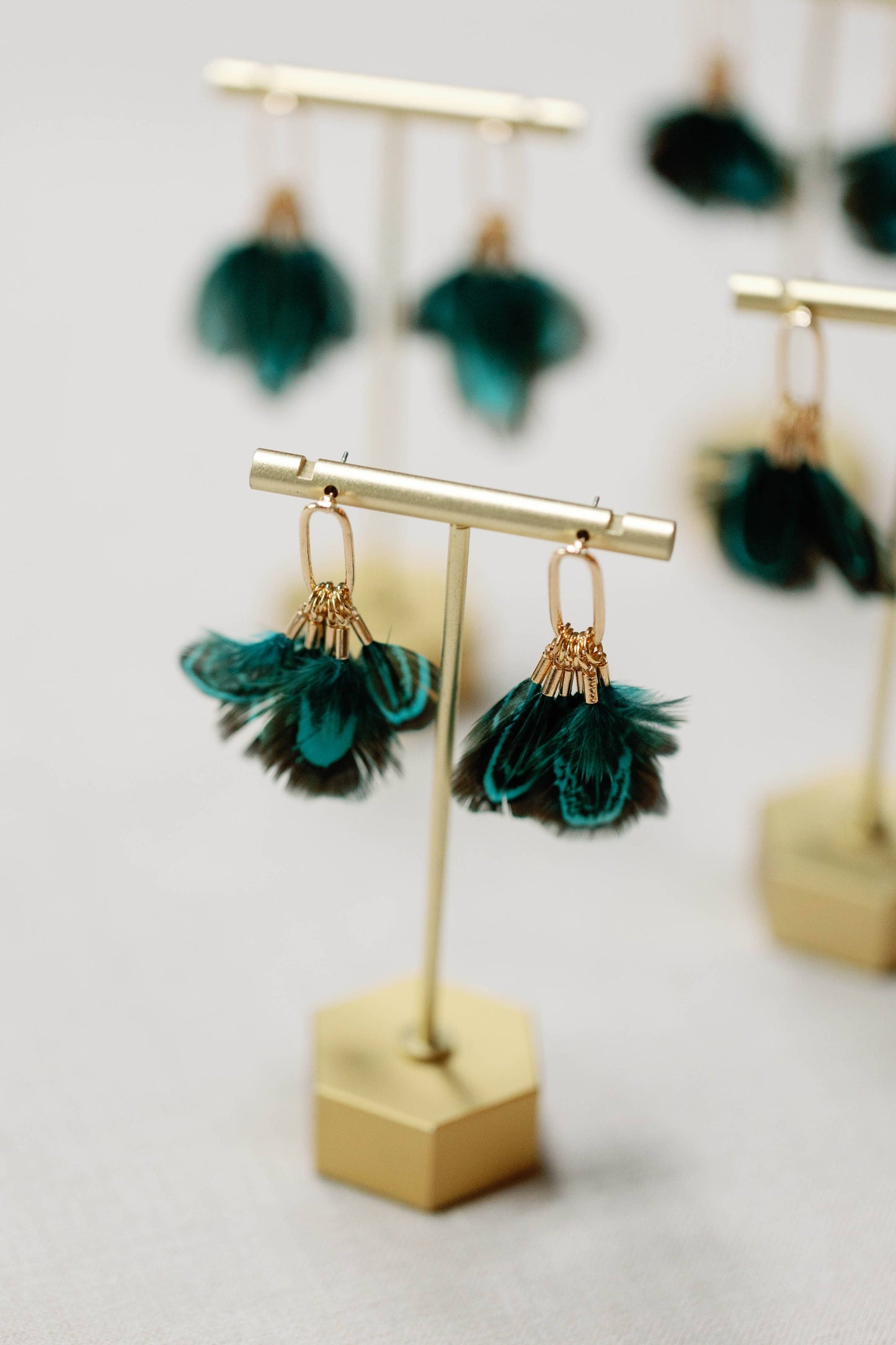 Peacock Feather Tassel Earrings