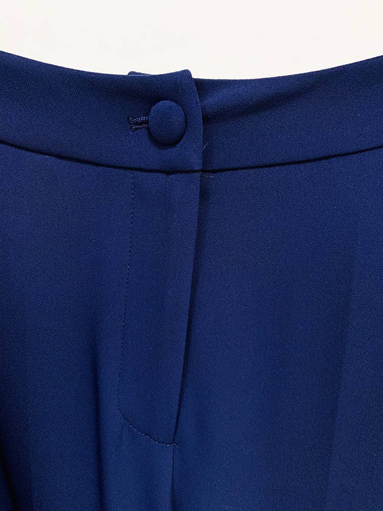 Leather Collar Mid-Length Suit & Pants Set