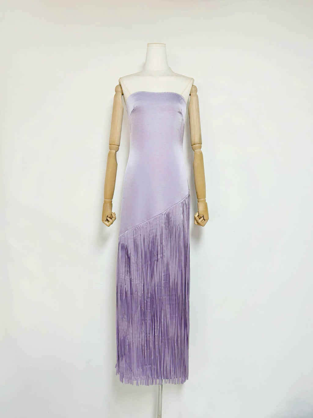 Elegant Satin Cape Fringe Waist Slim Maxi Dress
