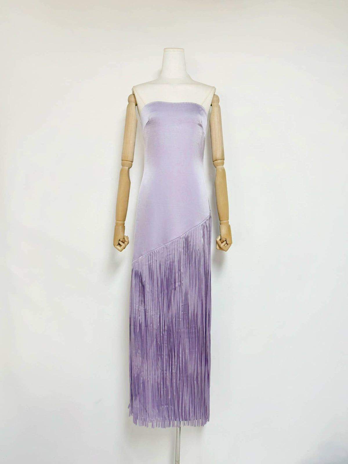 Elegant Satin Cape Fringe Waist Slim Maxi Dress