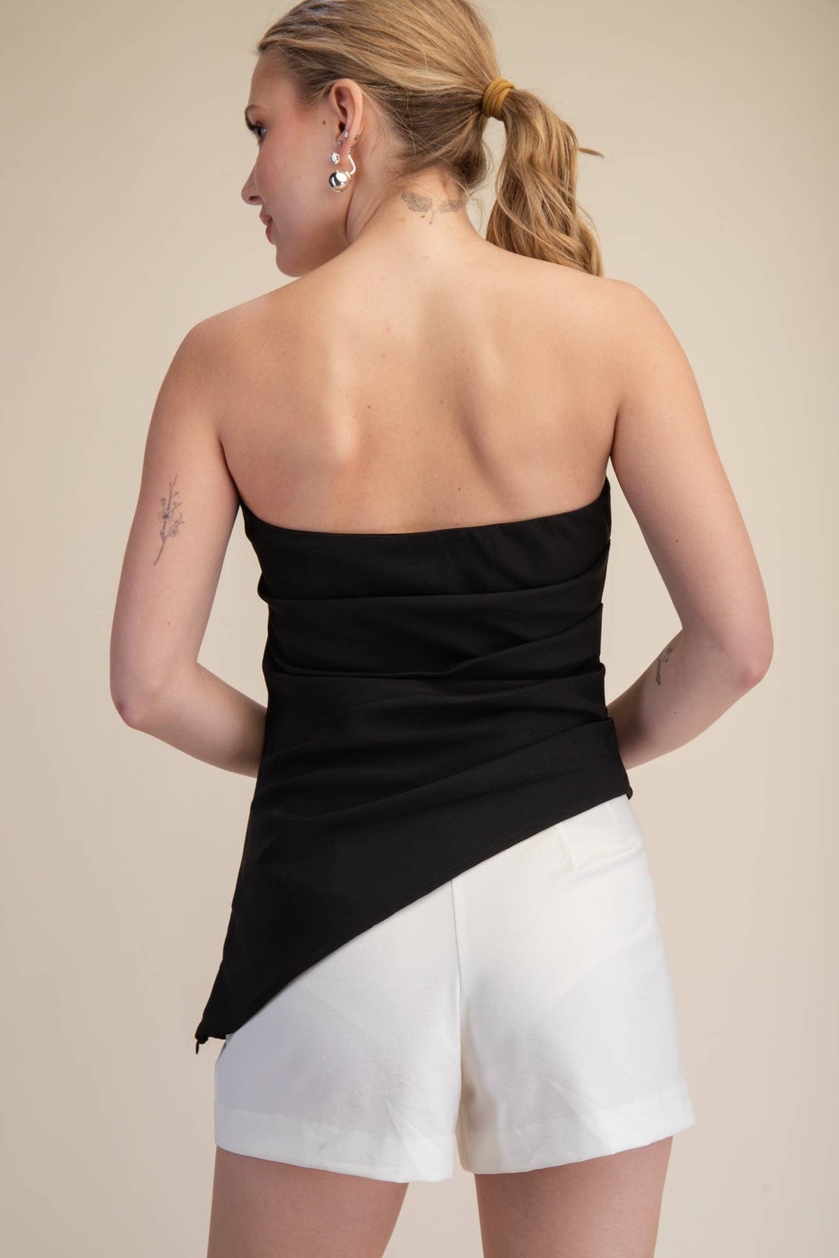 Bandeau Top Ruched Asymmetric Strapless