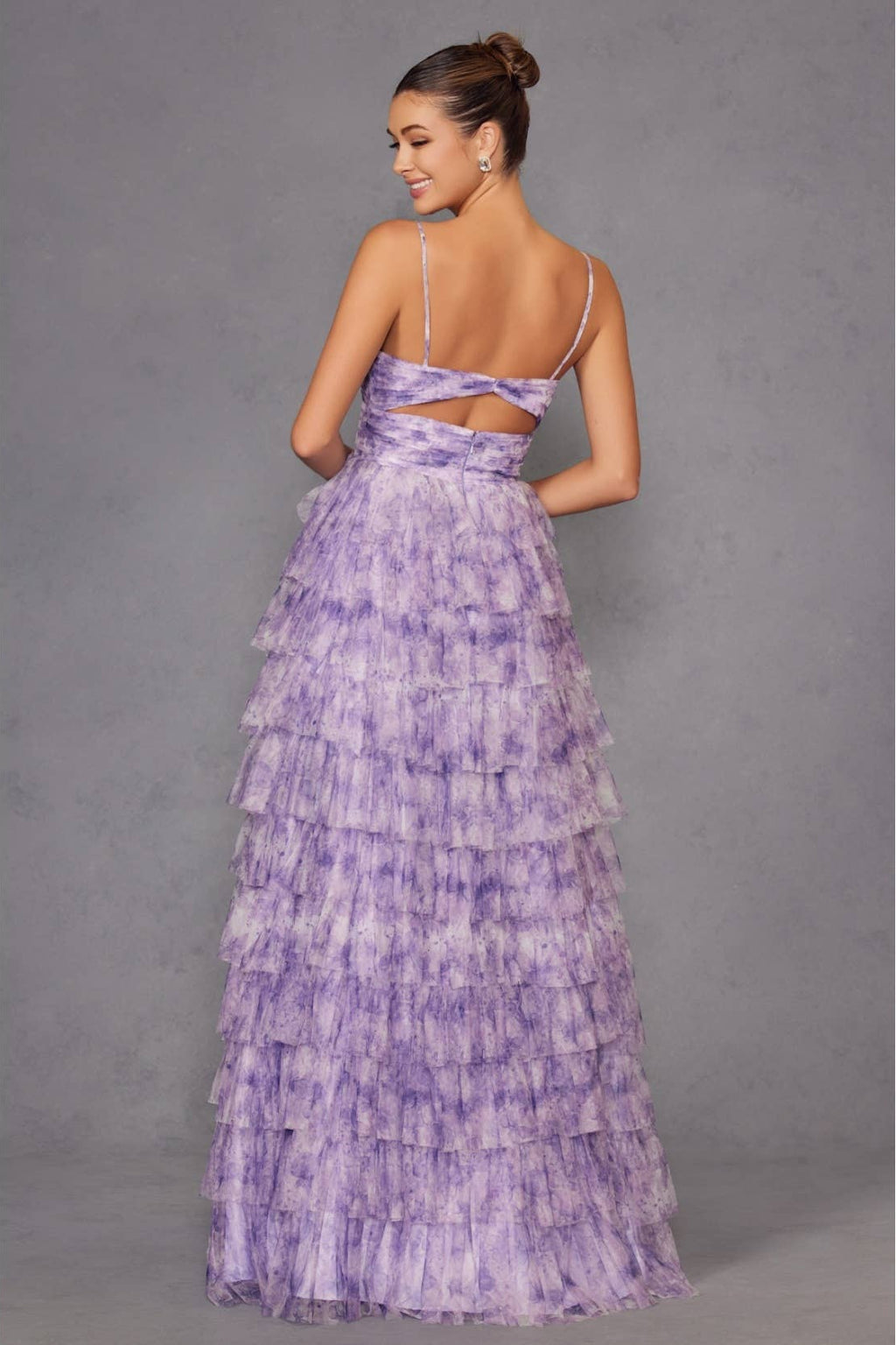Cut Out Ruffle Tiered Gown JT2508