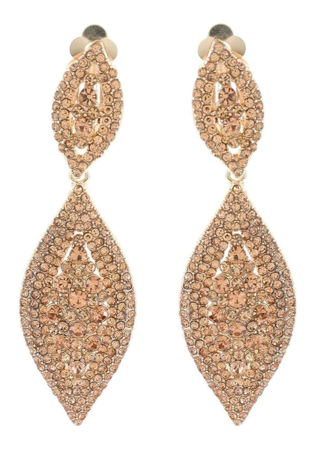 Rose Gold Rhinestone Clip-on Earrings