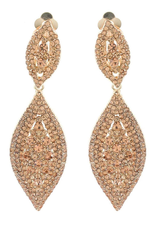 Rose Gold Rhinestone Clip-on Earrings