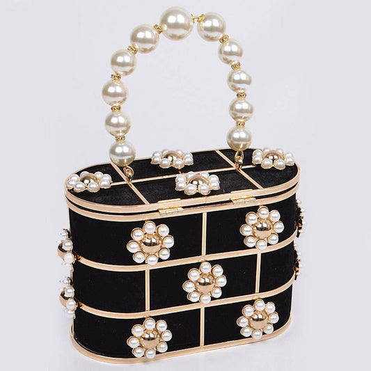 Velvet & Pearl Bucket Clutch