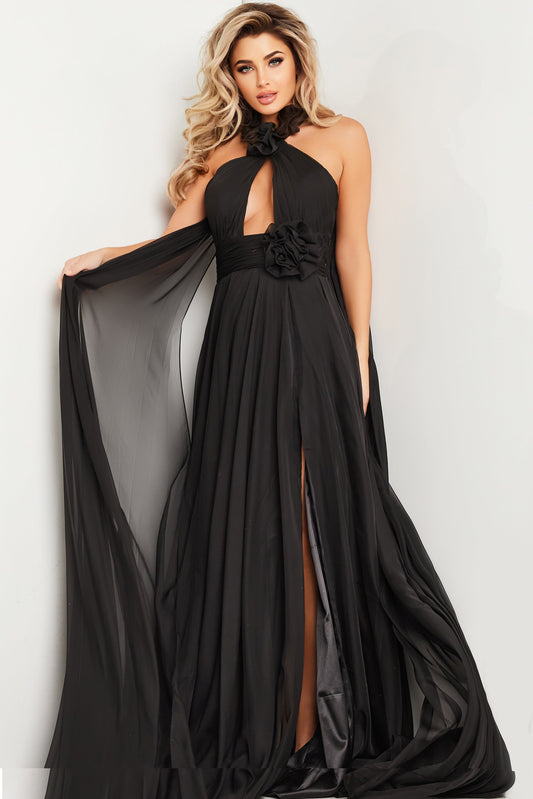 Jovani Halter Chiffon Gown 37166