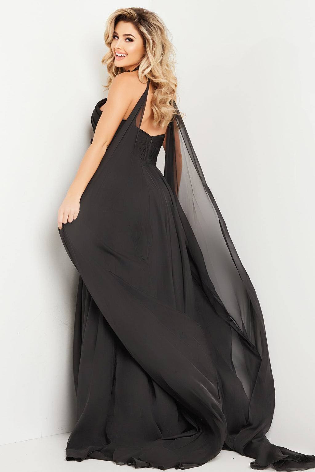 Jovani Halter Chiffon Gown 37166