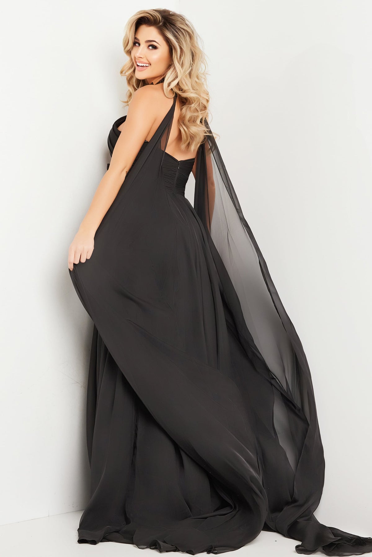 Jovani Halter Chiffon Gown 37166
