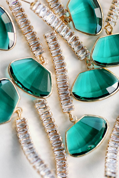 Emerald Dangle Drop Earrings