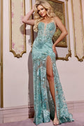 Jovani Sparkling Sheath Illusion Gown 38468