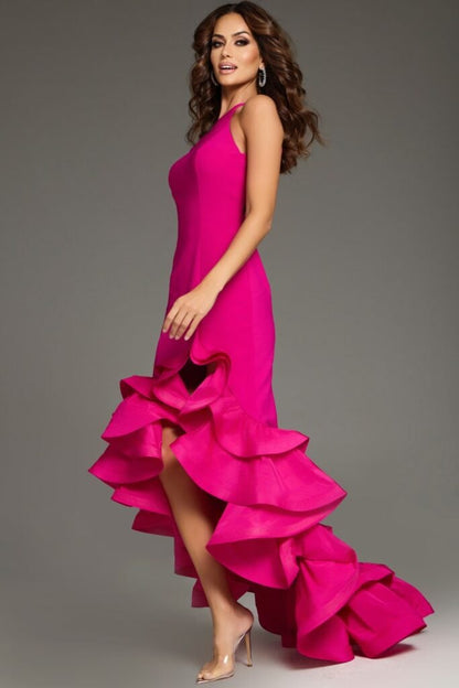 Jovani Halter Asymmetric Ruffle Gown 39893