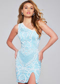 Jovani Beaded One Shoulder Mini 39896