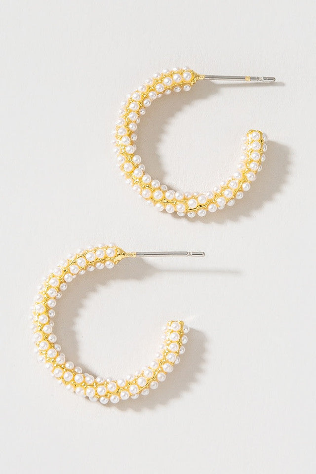 Pearl Wrapped Petite Hoops