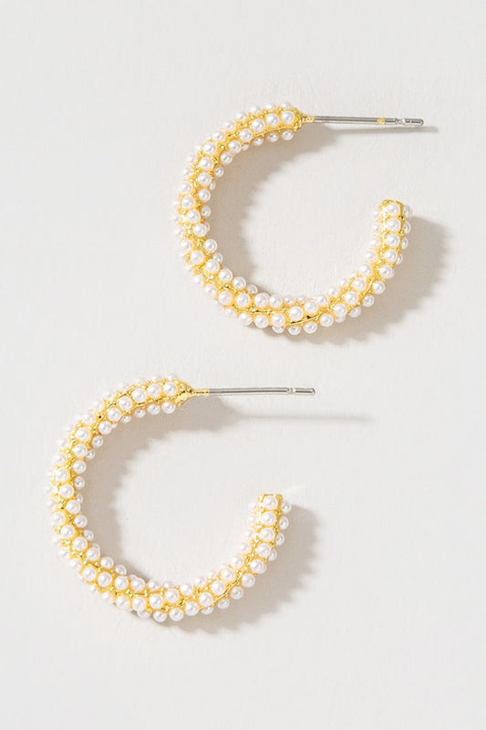Pearl Wrapped Petite Hoops