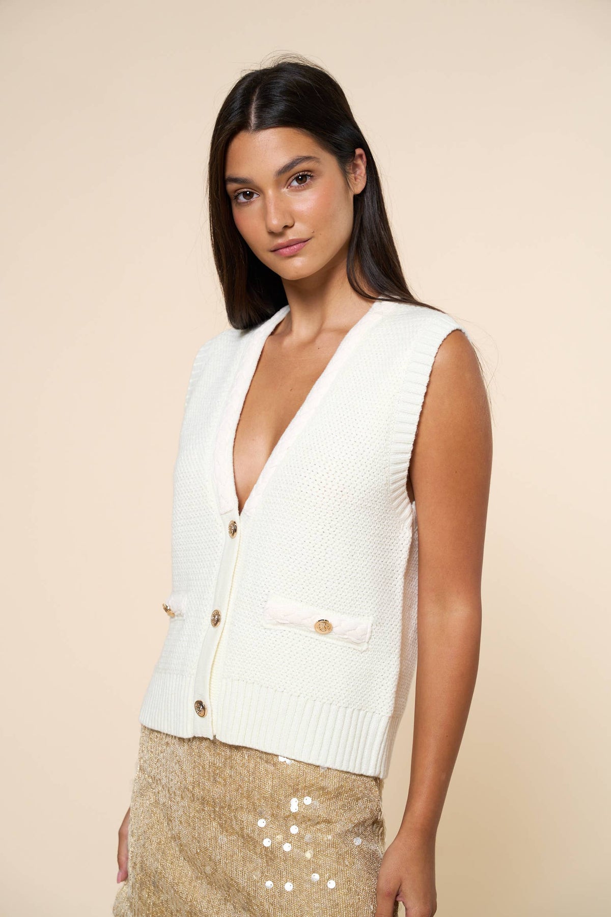 Cam Button Down Sweater Vest